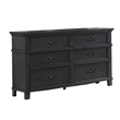 Sandy Bedroom Dresser with 6 Drawers in Cappuccino Wood