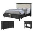 Sandy Platform Cappuccino Wood 3 Piece Bedroom Set in Eastern King