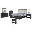 Sandy Platform Cappuccino Wood 6 Piece Bedroom Set in Eastern King