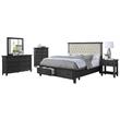 Sandy Platform Cappuccino Wood 5 Piece Bedroom Set in Queen