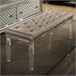 Champagne Beige Faux Leather Vanity Bench with Acrylic Legs