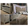 Champagne Beige Faux Leather Vanity Bench with Acrylic Legs