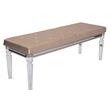 Champagne Beige Faux Leather Vanity Bench with Acrylic Legs