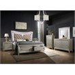 Champagne Silver Wood Eastern King Bed with Lights