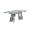 Clear Glass Dining Set with Table and 6 Black Velvet Chairs