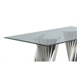 Clear Glass Dining Set with Table and 6 Black Velvet Chairs