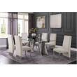 Clear Glass Dining Set with Table and 6 Cream Velvet Chairs