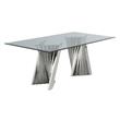 Clear Glass Dining Set with Table and 6 Cream Velvet Chairs