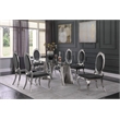 Clear Glass Dining Set with Table and 6 Oval Gray Velvet Chairs