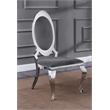 Clear Glass Dining Set with Table and 6 Oval Gray Velvet Chairs