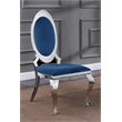 Clear Glass Dining Set with Table and 6 Oval Navy Blue Velvet Chairs