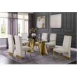 Clear Glass Dining Set with Table and 6 Cream Velvet Chairs
