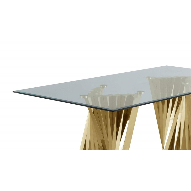 Clear Glass Dining Set with Table and 6 Oval Gray Velvet Chairs