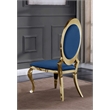 Clear Glass Dining Set with Table and 6 Oval Navy Blue Velvet Chairs