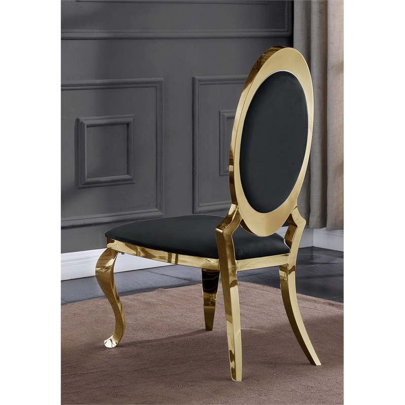 Clear Glass Dining Set with Table and 6 Oval Black Velvet Chairs