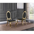 Clear Glass Dining Set with Table and 6 Oval Black Velvet Chairs