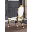 Clear Glass Dining Set with Table and 6 Oval White Faux Leather Chairs