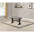 Upholstered Gray Linen Fabric Counterheight Bench with Tufts