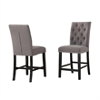 Upholstered Gray Linen Fabric Counterheight Chairs (Set of 2)