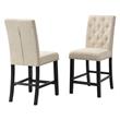 Upholstered Beige Linen Fabric Counterheight Chairs (Set of 2)