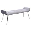 Gray Linen Fabric Bench with Black Faux Leather Underneath