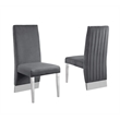 Silver Stainless Steel 9 Piece Dining Set with Marble Table and Gray Chairs