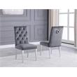 Silver Stainless Steel 9 Piece Dining Set with Marble Table and Gray Chairs