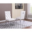 Silver Stainless Steel 9 Piece Dining Set with Marble Table and White Chairs