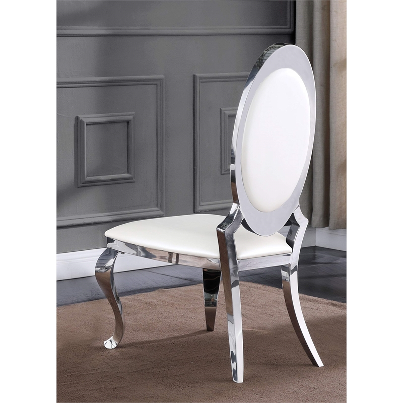 White Marble 5 piece Dining Set with Silver Stainless Steel Base