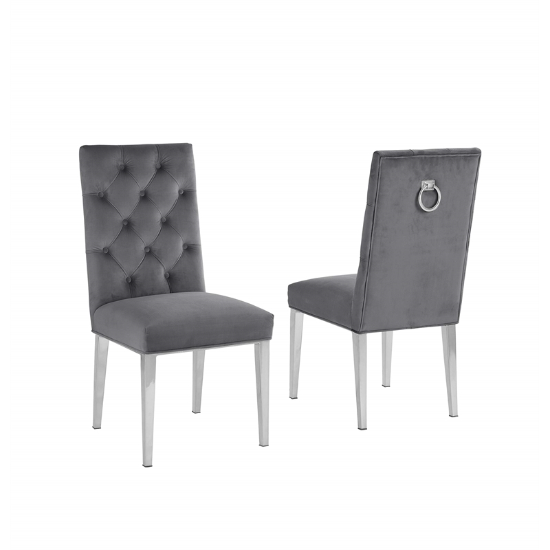 White Marble 5 piece Dining Set with Silver Stainless Steel Base