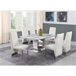 White Marble 7 piece Dining Set with Silver Stainless Steel Base