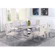 White Marble 7 piece Dining Set with Silver Stainless Steel Base
