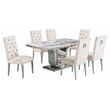 White Marble 7 piece Dining Set with Silver Stainless Steel Base