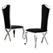 Black Velvet Dining Chairs with Silver Stainless Steel Base (Set of 2)