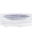6pc. White Marble Dining Set with Lazy Susan and Silver Stainless Steel