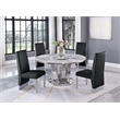 6pc. White Marble Dining Set with Lazy Susan and Silver Stainless Steel