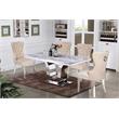 Rectangular White Marble 5 Piece Dining Set with Silver Stainless Steel Base