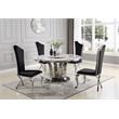 6pc. White Marble Dining Set with Lazy Susan and Silver Stainless Steel