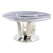 6pc. White Marble Dining Set with Lazy Susan and Silver Stainless Steel