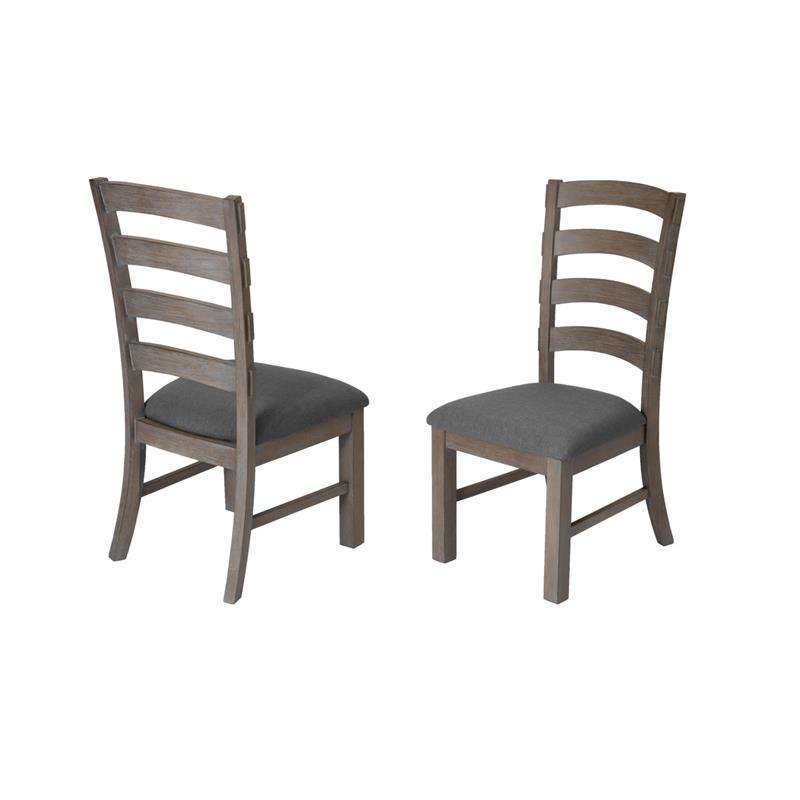 Rustic 9pc Dining Set with Gray Linen Chairs and Extendable Wood Dining Table