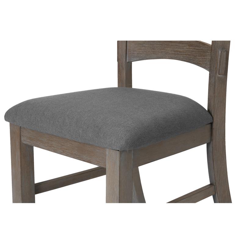 Rustic 9pc Dining Set with Gray Linen Chairs and Extendable Wood Dining Table