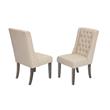 Rustic 9pc Dining Set with Beige Linen Chairs and Extendable Wood Dining Table