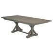 Rustic 9pc Dining Set with Beige Linen Chairs and Extendable Wood Dining Table
