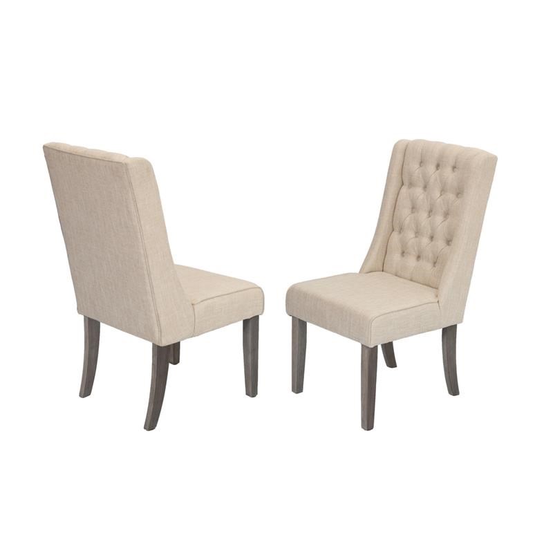 Rustic 9pc Dining Set with Beige Linen Chairs and Extendable Wood Dining Table