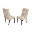 Rustic 9pc Dining Set with Beige Linen Chairs and Extendable Wood Dining Table