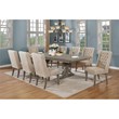 Rustic 9pc Dining Set with Beige Linen Chairs and Extendable Wood Dining Table
