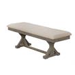 Rustic 7pc Dining Set with Beige Chairs and Bench and Extendable Wood Table