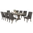 Rustic 9pc Dining Set with Gray Linen Chairs and Extendable Wood Dining Table