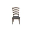 7pc Rustic Gray Brown Wood Dining Set with Gray Linen Bench and Chairs