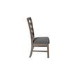 7pc Rustic Gray Brown Wood Dining Set with Gray Linen Bench and Chairs
